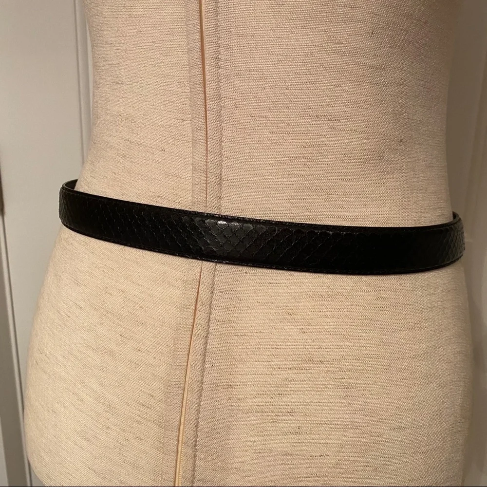 JANA BELT BLACK SNAKESKIN GOLD BUCKLE ACCESSORY Size L